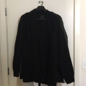 Black Long Brushed Cardigan by Mennace